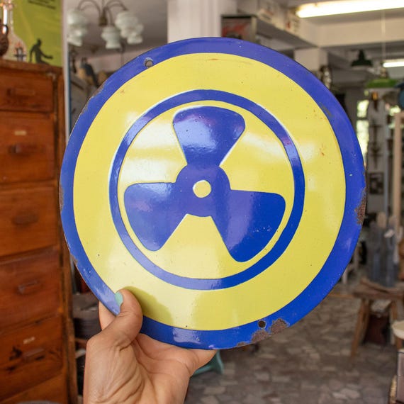 Round Tin Enamel "Radiation" Sign