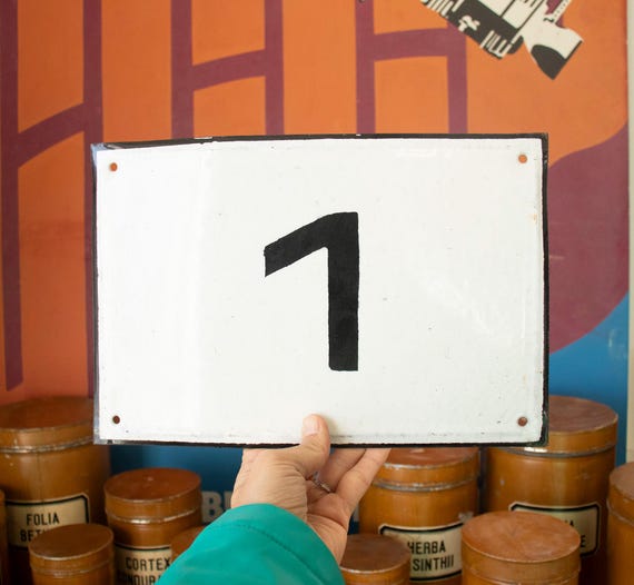 Large Porcelain Enamel Factory Number Sign