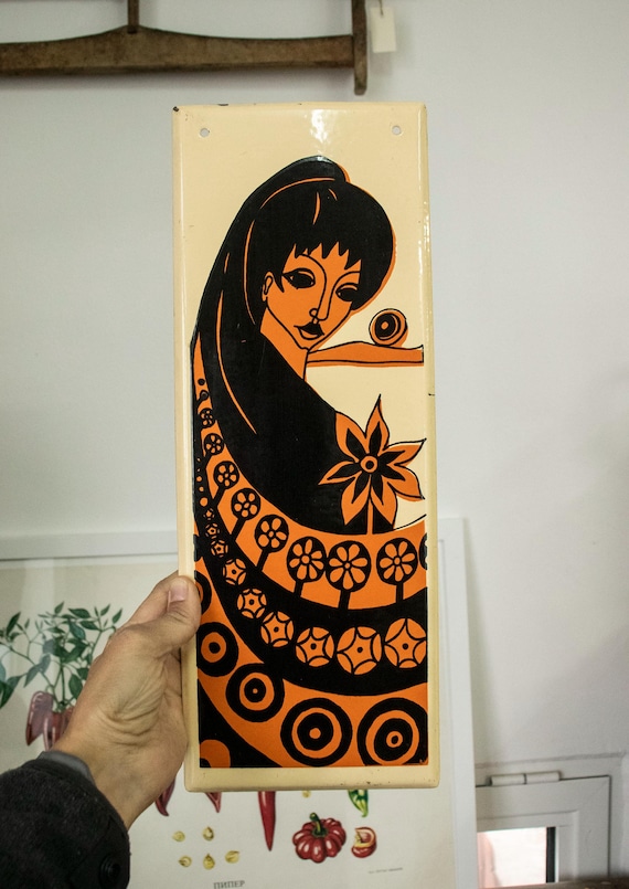 Vintage Decorational Hungarian Enamel Sign