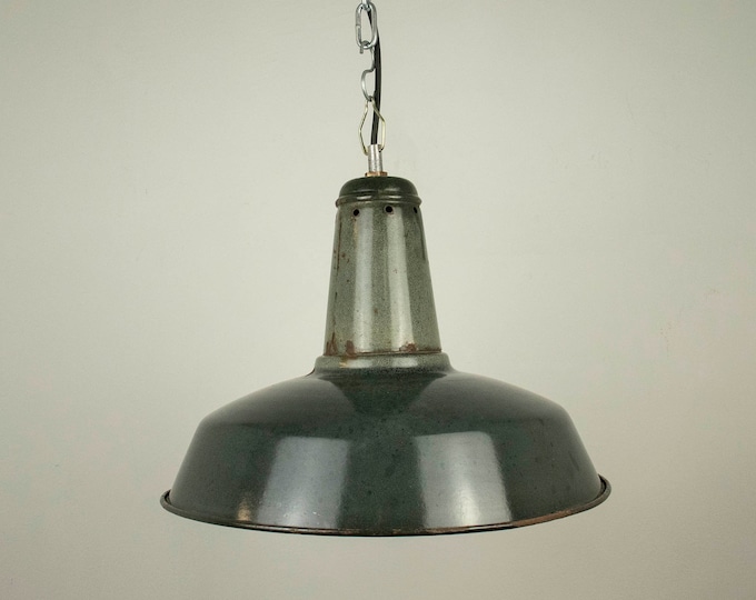 Gray Industrial Enamelled Lampshade made in Hungary