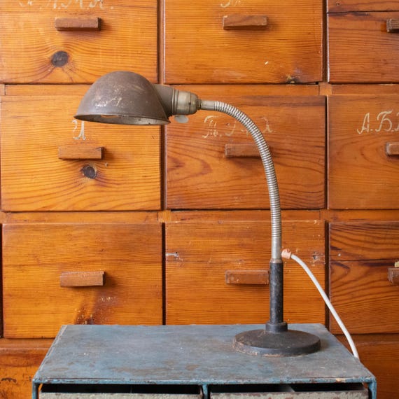 Vintage Industrial Desk Lamp, Adjustable Gooseneck Table Lamp