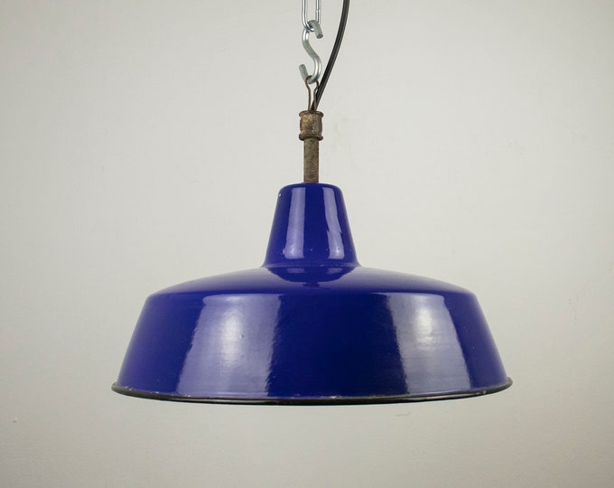 Rare Blue Vintage Enamel Lampshade