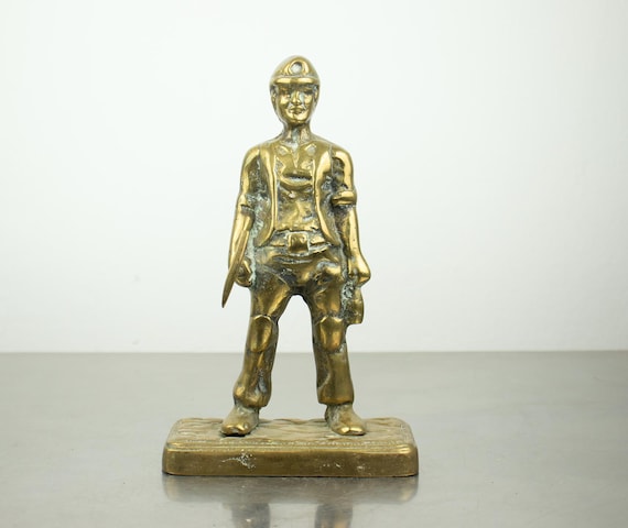 Vintage Brass Miner Figurine