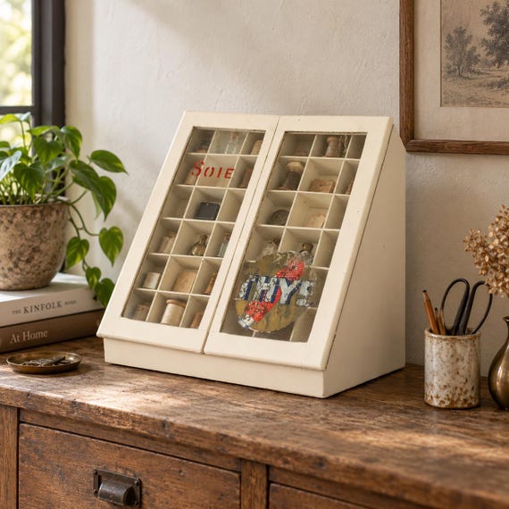 Vintage Belgian Thread and Sewing Supplies Cabinet THYS Brussel