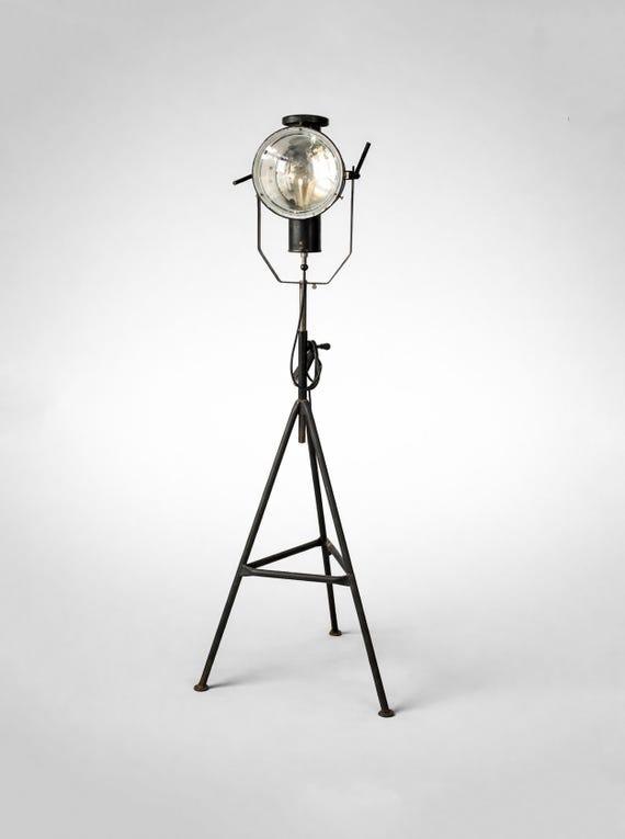 Vintage Hungarian Enameled Industrial Lantern on Tripod