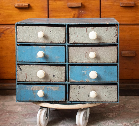 Vintage Industrial Workshop Parts Cabinet with 8 Drawers