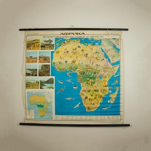 Vintage School Map of Africa's Fauna