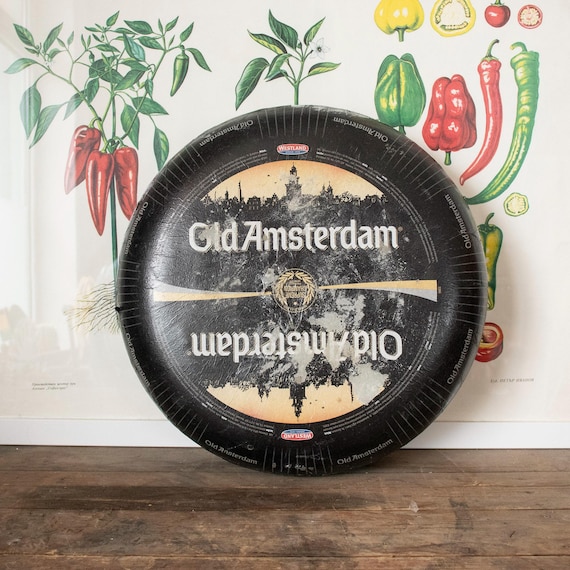 Vintage “Old Amsterdam” Cheese Wheel Prop, Dutch Faux Cheese Display