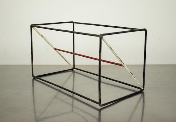 Vintage Geometric School Model – Wireframe Cuboid with Diagonal