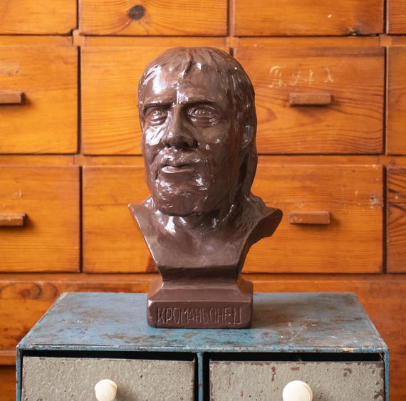 Vintage Bulgarian Cro-Magnon Man Bust – Educational Anthropology School Model