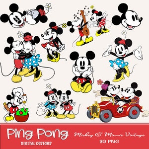 Minnie & Mickey vintage Png Digital images