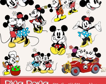 Minnie & Mickey vintage PNG digital images