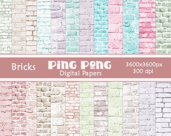24 Bricks Digital Papers Scrapbook Background