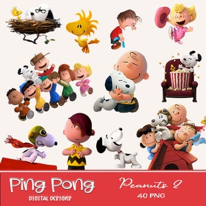 May include: A set of 40 digital clipart images featuring characters from the Peanuts cartoon. The images include Snoopy, Charlie Brown, Lucy, Linus, and other characters. The images are in a variety of poses and expressions, and are perfect for use in crafts, scrapbooking, and other creative projects.