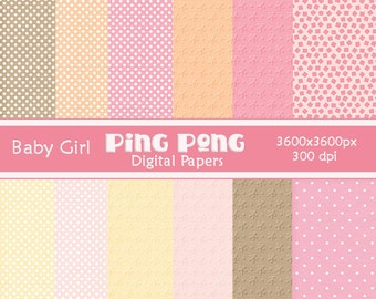 12 Baby Girl Digital Papers Scrapbook Background