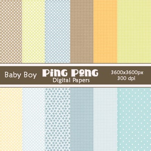 12 Baby Boy Digital Papers Scrapbook Background