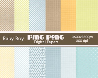 12 Baby Boy Digital Papers Scrapbook Background
