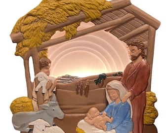 Tampa Bay Mold Co 1988 3D Light Up Nativity Manger Scene Handpainted New Cord