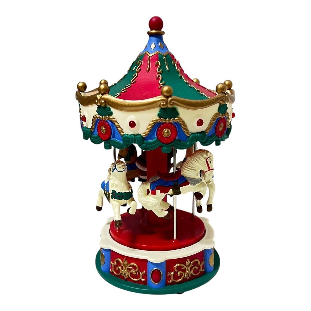 Avon Carousel Christmas Santa Merry Go Round With Music Caroling Vtg ...