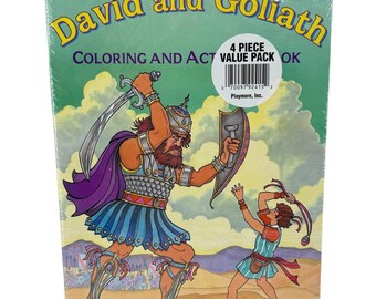 Set of 4 Religious Coloring Activity Books David Goliath Moses 10 Commandments