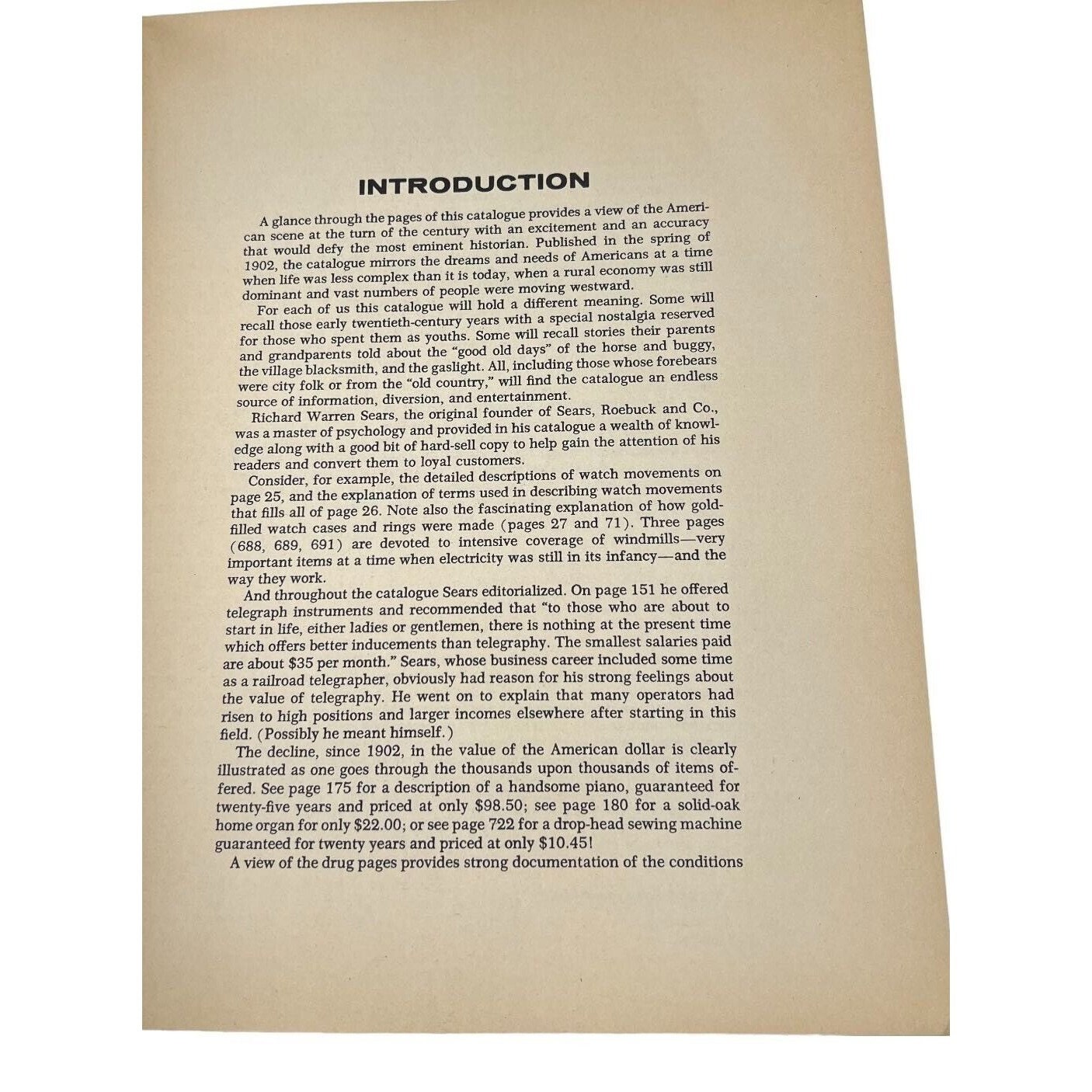 The Sears Roebuck Catalogue 1902 Edition Paperback 1969 Reprint USA