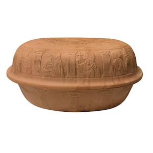 Romertopf Reco #117 Clay Baker Roaster Dutch Oven Roman/Greco Design Mexico Vtg