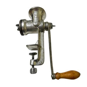 Keystone No. 10 Metal Meat Grinder 3 Plates Countertop Clamp Hand Crank Vintage
