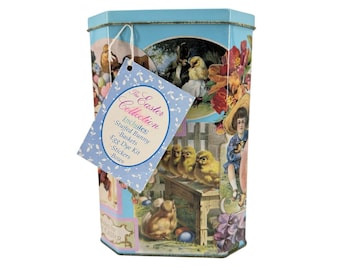 Dudley's Easter Collection Egg Set Tin Box Happy Easter Bunny Basket Dye Kit Vtg