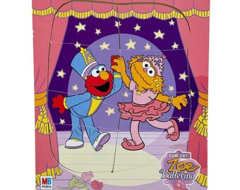 Sesame Street Zoe Ballerina & Elmo Wooden Tray Puzzle 8 Pieces 2003 MB Vintage