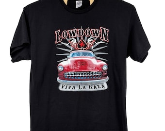 Low Down Cholo Viva La Raza Black Men Size X-Large T-Shirt Lowrider Delta Vtg