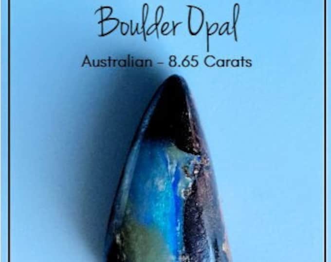 Earth Mined 8.70 Ct Natural Australian Boulder. Polished Opal. Jewelry Supplies and Pendant Stones. 21.1 x 10.20 x 5.3 mm. Untreated.