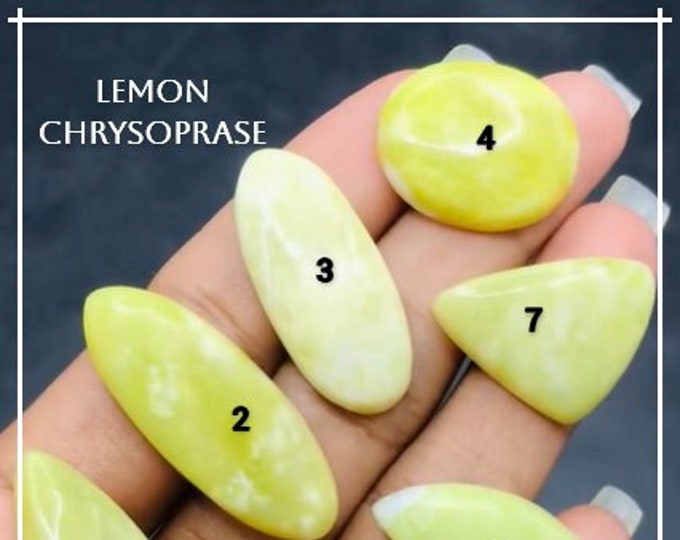 Yellow Chrysoprase 100% Genuine Mined Cabochon. Loose Gemstones for Making Jewellery. Various Sizes and Shapes Available. Sold Individually.
