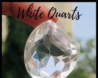Fancy Cut 48.00 Cts Natural White Quartz. Faceted Loose Gemstones for Making Jewelry. Untreated Eye Clean. Large Healing Crystal