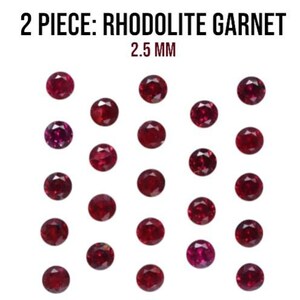 2 Piece: 2.4mm Rhodolite Garnet. Faceted Round Cut. Calibrated for Jewelry Making. Dark Red Pink. Untreated Pair. SI Grade.
