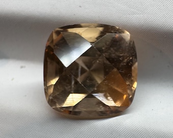4.95 Ct Earth Mined Topaz Gemstone. Loose Gemstones for Jewelry. I Grade. 9.1 x 9.1 x 7.2 mm. Checkered Cut. Treated.