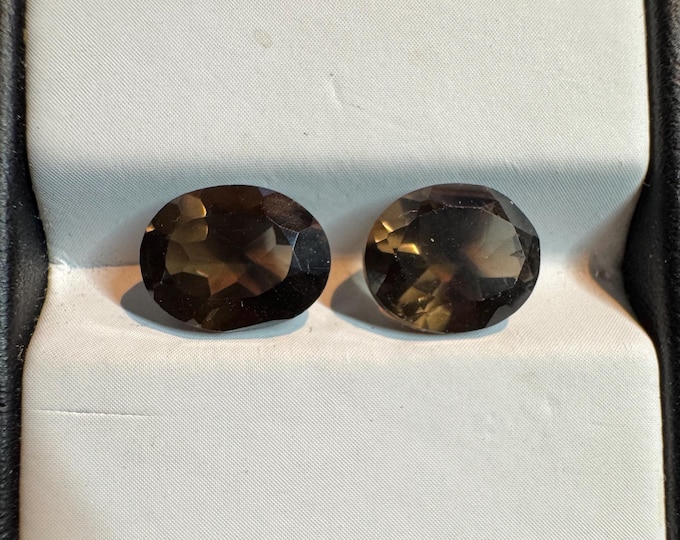 2 Piece: 5.10 Carat Smokey Quartz. Earth-Mined Brown Quartz. Faceted Oval Loose Gemstones for Jewelry. 10 x 8 x 4.9mm. VS. Birthstone.