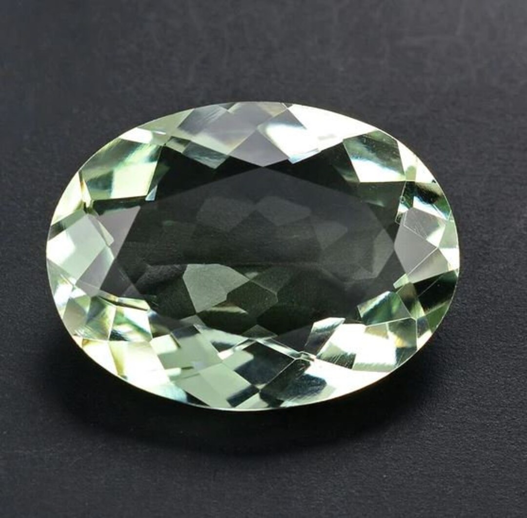 10 Perles En Pierre Prasiolite (améthyste Verte) Forme Olive Ovale 7-12 Mm - Lot Neuf