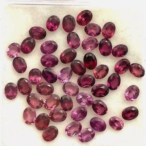 2 Piece: Earth Mined Grape Garnet Faceted Oval Loose Gemstone. Purple Garnet. Jewelry Supplies. Rings. Gifts. 3 x 4 mm. Untreated