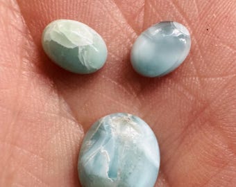 6.35 Carat Genuine Mined Larimar "Set". Loose Gemstone for Making Pendants. Patterned Blue. Lost Atlantis Stone. Chakra. Not a Perfect Match