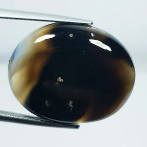 24.01 Carat Natural Black Lace Agate Gemstone. Earth Mined. Opaque Brown Green.  24.0 x 19.3 x 6.1mm. Jewelry Supplies. Birthstone. Gift.