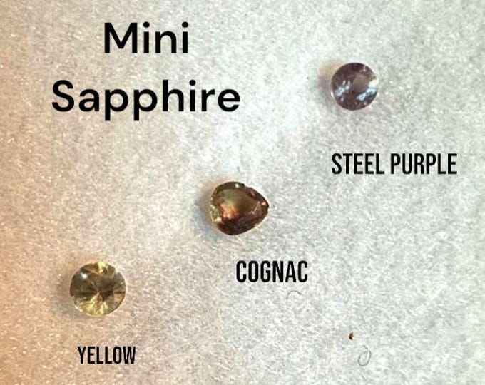 Mini Earth Mined Sapphires. Faceted 0.11 Carats. Sold Individually. Loose Gemstone for Jewelry. Yellow, Congac and Steel Purple.