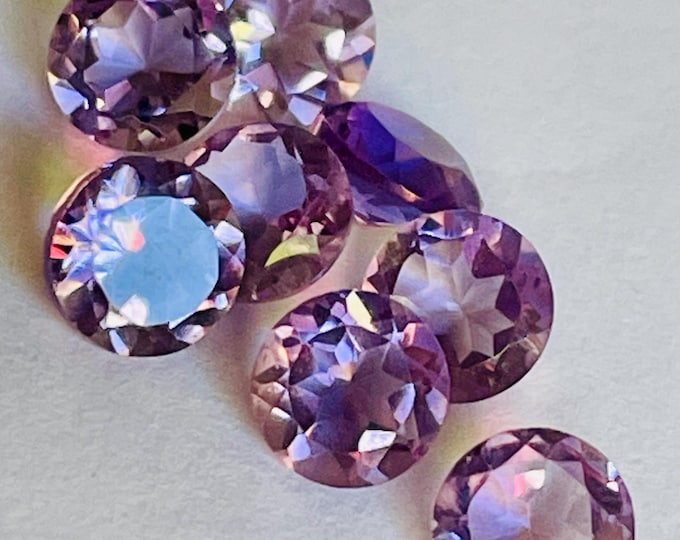 Pair of Bright Purple Natural Amethyst 5.0 x 5.0 x 3.0 mm Round Loose Gemstone for Jewelry Making, Jewelry Design and Gifts. Earth Mined.