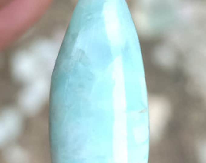 7.65 Carat Larimar Cabochon 100% NATURAL UNTREATED 22.40 x 9.000 x 4.300mm, Soft blue, Jewelry Making, Not Lab Created Lost Atlantis Stone