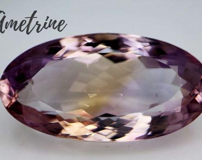 Authentic 18.40 Cts Natural Bi-Color Ametrine Fancy Cut from Bolivia. 24 x 12 x 9mm. Untreated. VVS. Jewelry Supplies Gemstones. Gifts.