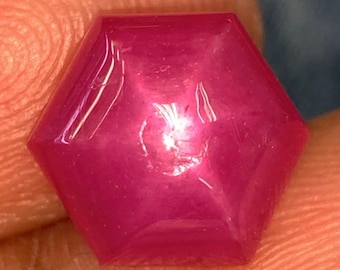 10.64 Carat Natural 6 Line Star Ruby Hexagon Sugarloaf 12.0 x 12.0 x 6.7mm Loose Gemstone for Jewelry Making and Gifts. Genuine Earth Mined.