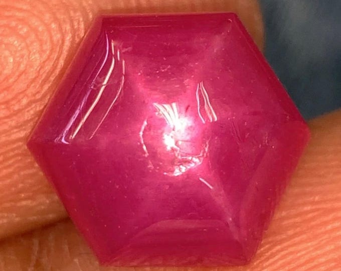 10.64 Carat Natural 6 Line Star Ruby Hexagon Sugarloaf 12.0 x 12.0 x 6.7mm Loose Gemstone for Jewelry Making and Gifts. Genuine Earth Mined.