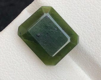 6.60 Carats B.C Canadian Jade Gemstone for Necklace & Gifts. Faceted Beautiful Green Pendant Stone. Created in B.C Canada. Fraser Valley.