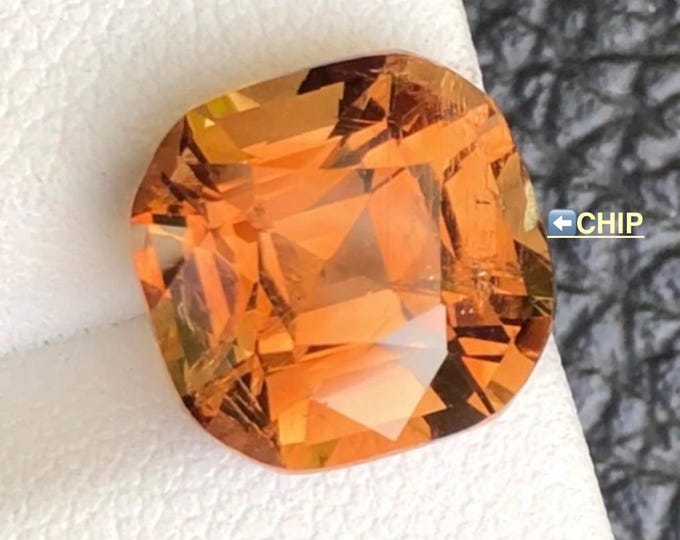 9.69 Carat Natural Whiskey Topaz Cushion 11.9 x 11.6 x 9.1 mm Loose Gemstone for Jewelry Making, Jewelry Supplies and Gifts. Earth Mined.