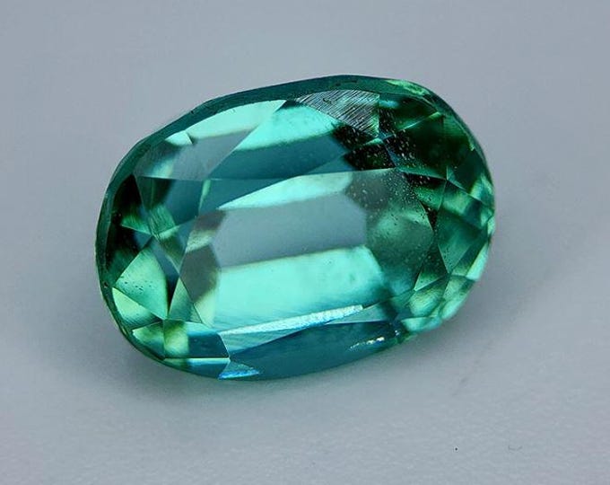 Earth Mined Teal Kunzite Loose Gemstone. Irradiated. 3.37 Carats Faceted Oval Gemstone. Jewelry Supplies. Fantastic Shine Gemstone.