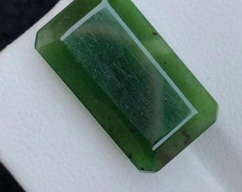 13.65 Carats B.C Canadian Jade Gemstone for Necklace & Gifts. Faceted Beautiful Green Pendant Stone. Created in B.C Canada. Fraser Valley.